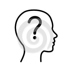 Head with question mark inside brain icon Ã¢â¬â vector