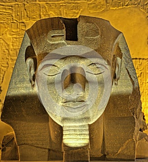 Head of Ramses II at night