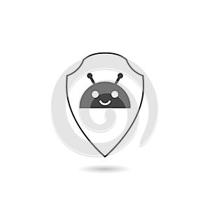 Head robot icon with shadow