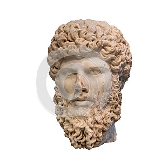 Head of Roman emperor Lucius Verus (Reign 161-169 AD), isolated photo