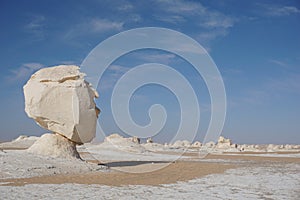 Head shaped rock formation in the white desert
