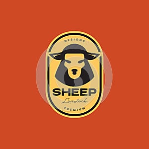 head sheep cattle livestock animal meat grill roasted cooking badge vintage logo design vector icon illustration