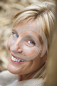 Head shot of Caucasian woman.