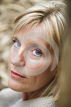 Head shot of Caucasian woman.