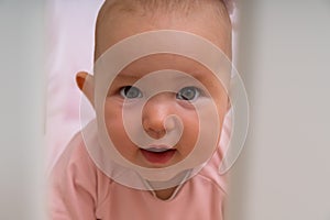 Head shot of a cute little baby girl.