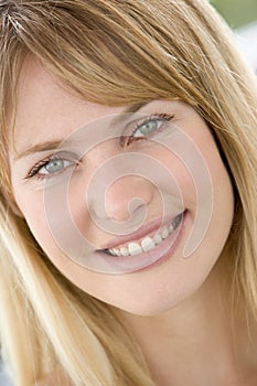 Head shot of woman smiling