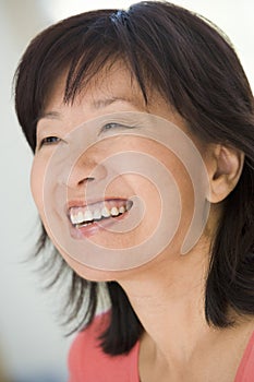 Head shot of woman smiling