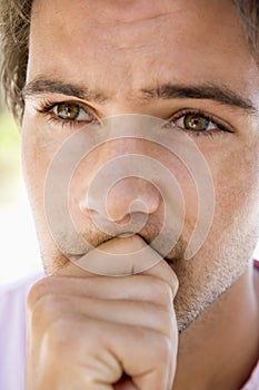 Head shot of worried man