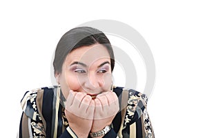 Head shot of worried woman