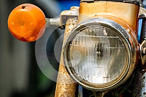 Head and side light of vintage motorcycle