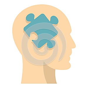 Head silhouette with jigsaw puzzle icon isolated