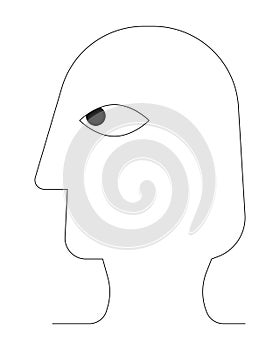 Head silhouette profile black and white 2D line cartoon object