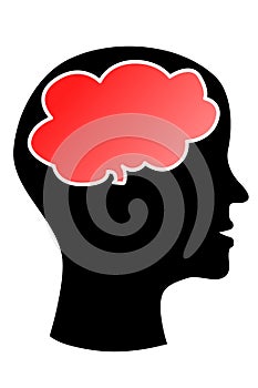 Head Silhouette with red rage brains