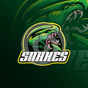 Head snake mascot logo design vector with badge emblem concept f