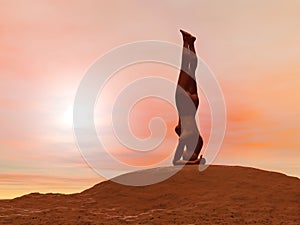 Head stand pose, salamba shirshasana - 3D render