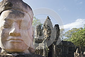 Head of statue at gate to Angkor Thom