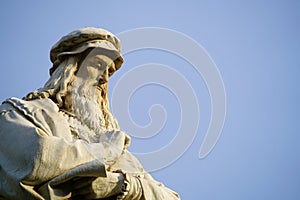 Head of the Leonardo da Vinci statue in Milan photo