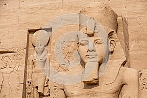 Head of the statue of Ramesses the Great, Abu Simbel temple, Egypt