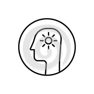 head with sun like happy sunny mood thin line icon