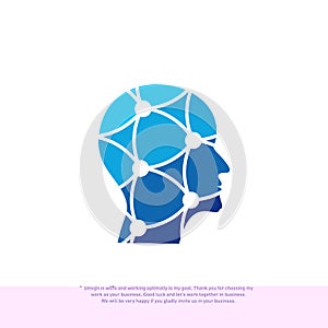 Head Tech Logo concept, Brain Robotic logo Vector - Vector