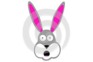 Head of Terrified rabbit in a vector illustration