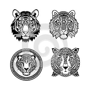 The Head Of The Tiger Sketch Vector Graphics Illustration