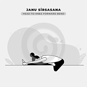 Head to Knee Forward Bend Yoga Pose Illustration