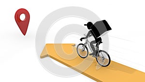 Head to your destination. Delivery courier. He carries food by bicycle