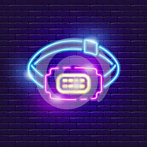 Head Torch neon icon. Vector illustration for the design of advertising, website, promotion, banner, brochure, flyer. Concept of