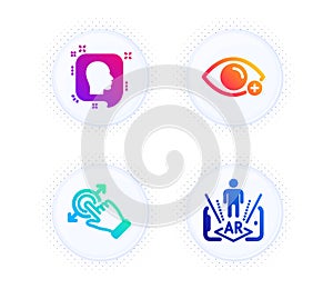 Head, Touchscreen gesture and Farsightedness icons set. Augmented reality sign. Vector photo