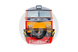 Head train hauled diesel electric locomotive with isolated white