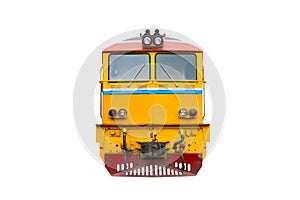 Head train hauled diesel electric locomotive with isolated white
