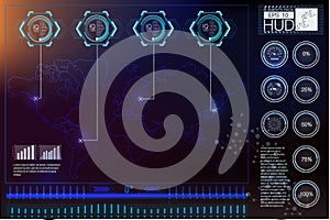 Head-up display elements for the web and app. Virtual Technology Background. Futuristic user interface. Game Design.