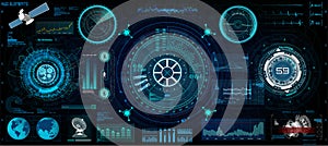 Head-Up Interface set for GUI, UI, UX design. HUD