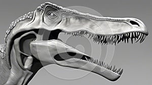 head of a velociraptor black and white The close up of the dinosaur was a phony. It pretended to be real and cool and badass,