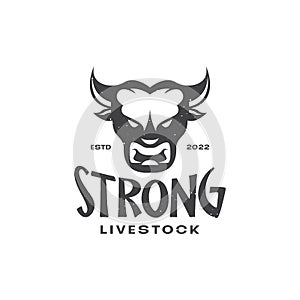 Head vintage black cow livestock cattle logo design vector graphic symbol icon illustration creative idea