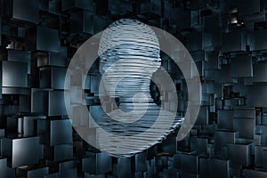 The head of the virtual robot with concepts of artificial intelligence, 3d rendering