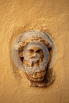 Head in the wall in Savoca in Sicily used by Frances Ford Coppola for scenes in the film the Godfather