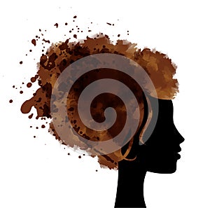 Head with watercolor hear