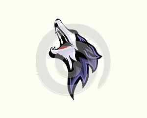 Head Wild wolf open mouth face fierce logo design inspiration
