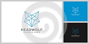 head wolf logo vector and line style