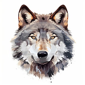 The head of a wolf on a white background with double exposure. Retro design graphic element