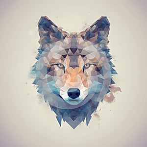 The head of a wolf on a white background with double exposure. Retro design graphic element