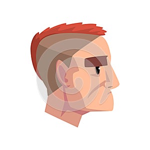 Head of young brutal man with mohawk hairstyle, profile of guy with fashion hairstyle vector Illustration on a white