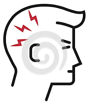 Headache color icon. Migraine symbol. Head pain