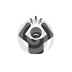 Headache glyph icon. Silhouette symbol. Anger and irritation. Frustration. Nervous tension. Aggression