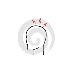 headache icon. Element of human body pain for mobile concept and web apps illustration. Thin line icon for website design and deve