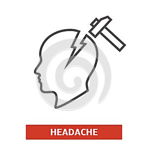 Headache icon with hammer
