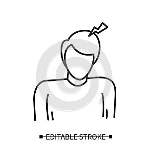 Headache icon. Man having medium intensity migraine. Vector illustration.