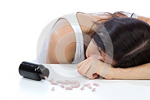 Headache look on pills medicine tablets